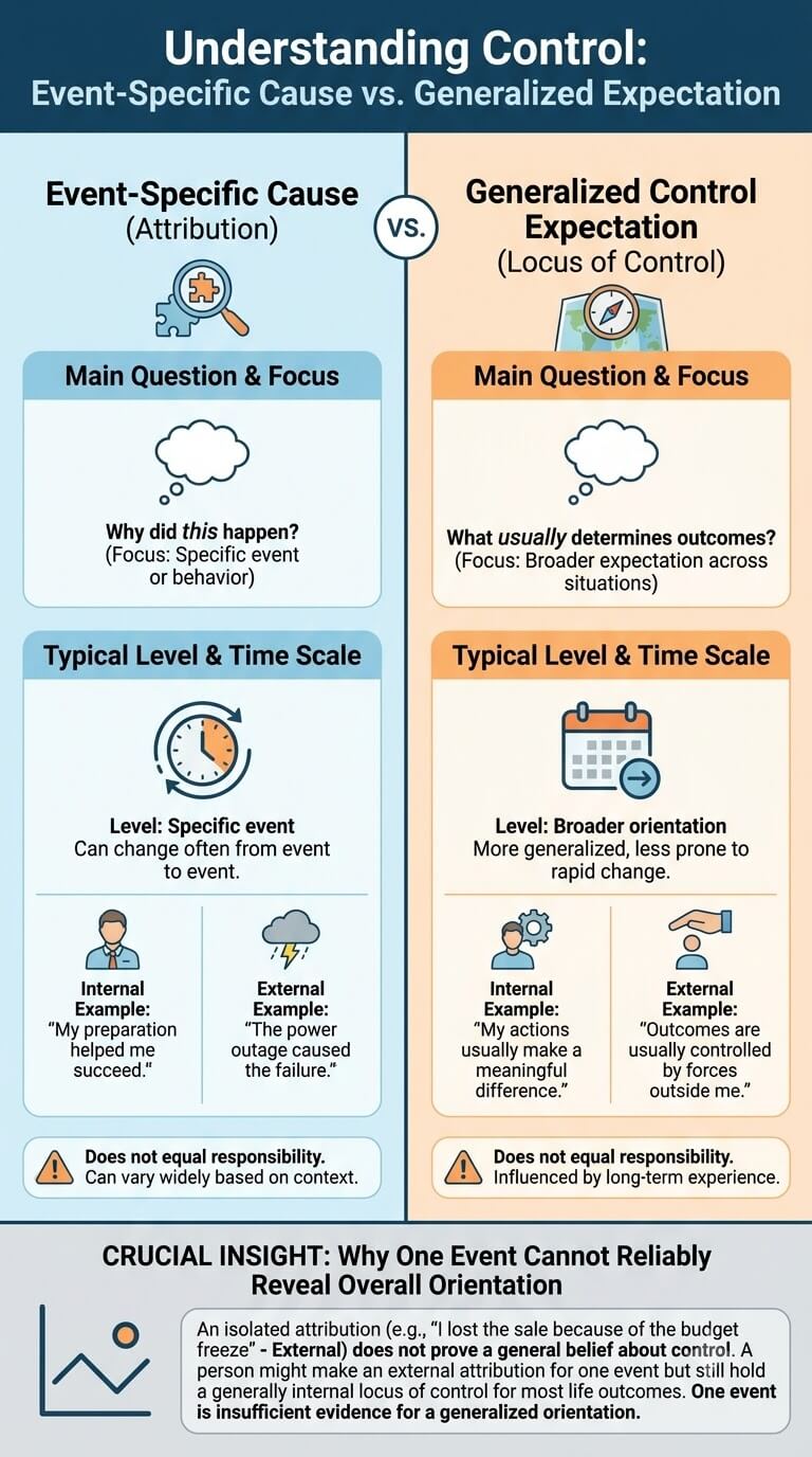 Event-Specific Cause vs Generalized Control Expectation