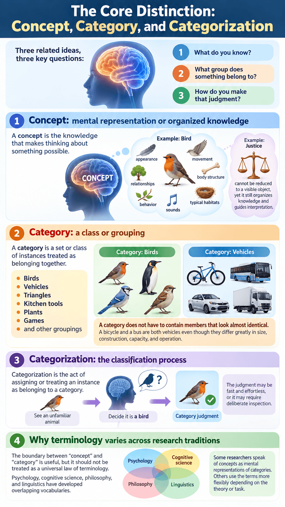The Core Distinction: Concept, Category, and Categorization