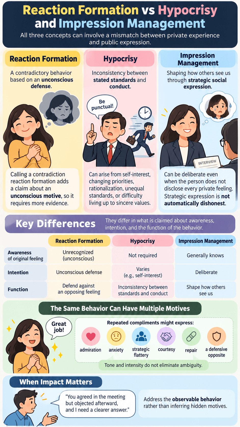 Reaction Formation vs Hypocrisy and Impression Management